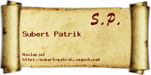 Subert Patrik névjegykártya
